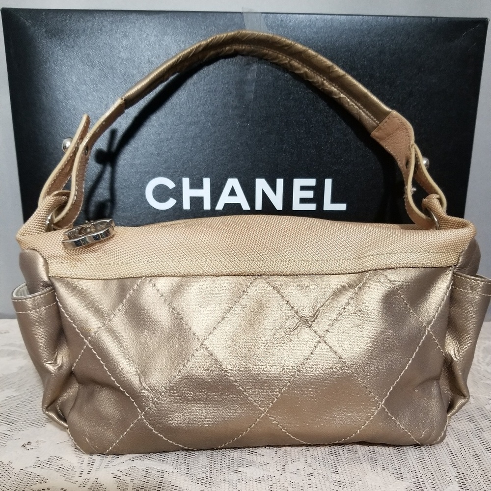 Authentic Chanel Biarritz Metallic Coated Canvas
